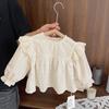 Baby Mädchen Frühling Spitze Jacquard Peplum Hemd Süßes Elegantes Oberteil Für Kleinkinder Kinder Bluse