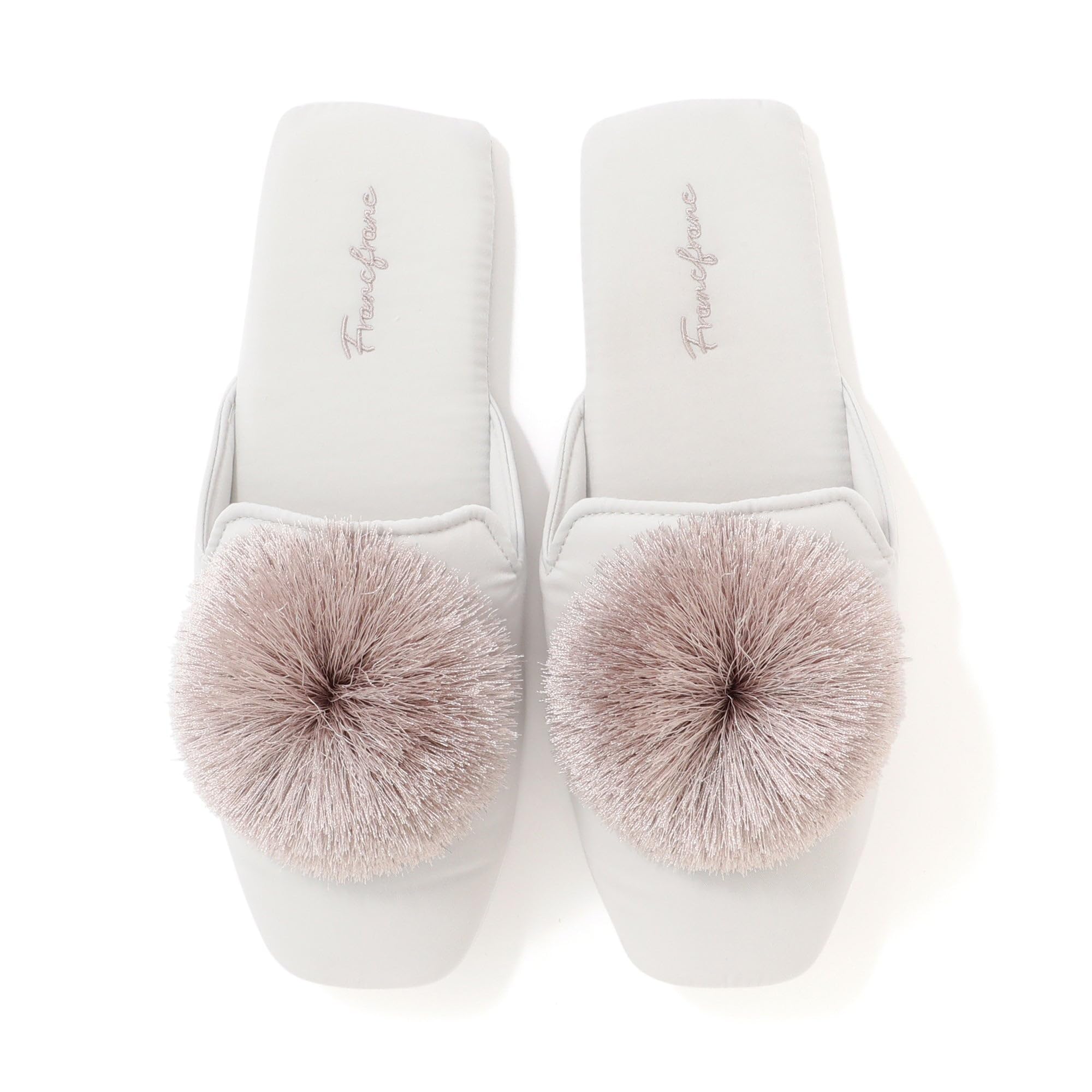 

Francfranc Round Tassel Room Light Indoor Slippers Shoes, Gray,