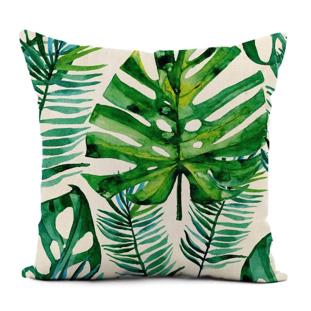 Home Decor Tropical Leaf & Bird Of Paradise Pillow Covers Pattern Cushion Cover Suitable For Sofa Bedroom Car Pillow Cover