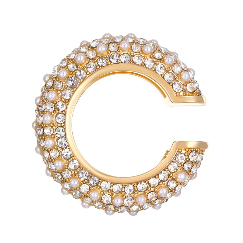European & American Popular C-shaped Rhinestone Ear Cuff Earrings, No Piercing Needed for Women