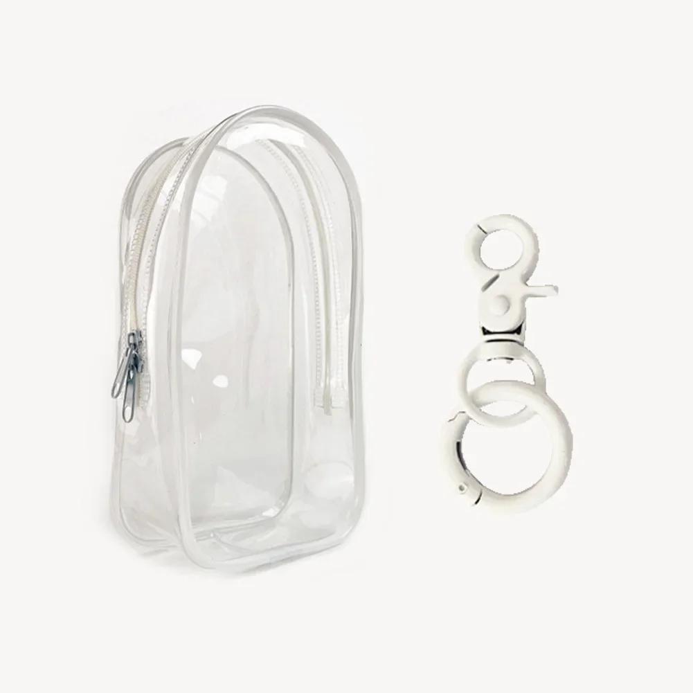 Colorful Transparent Protector Case Organizer Box for 17cm Labubu Plush Dolls Outdoor Display Bag With Keychain Doll Accessories