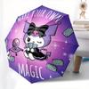 Kuromi Automatic Folding Umbrella-Simple 8-Rib Design, Bright Cartoon Pattern, Durable Iron Frame, Suitable For Travel, Outdoor, Beach-Cute