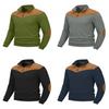 Felpa Uomo Vintage Stile Europeo con Mezza Zip e Collo Alto in Tessuto Poliestere per Uso Casual
