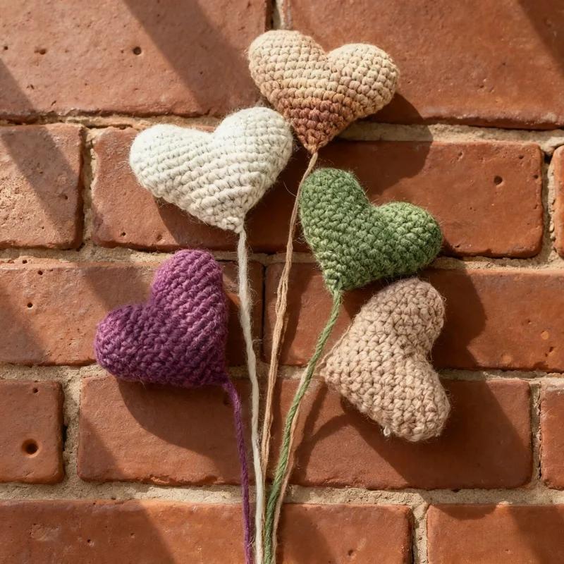 Love Filled Cotton Peach Heart Props - Handmade Crochet Yarn Accessories Practical for Studio & Baby Photography Auxiliary Use