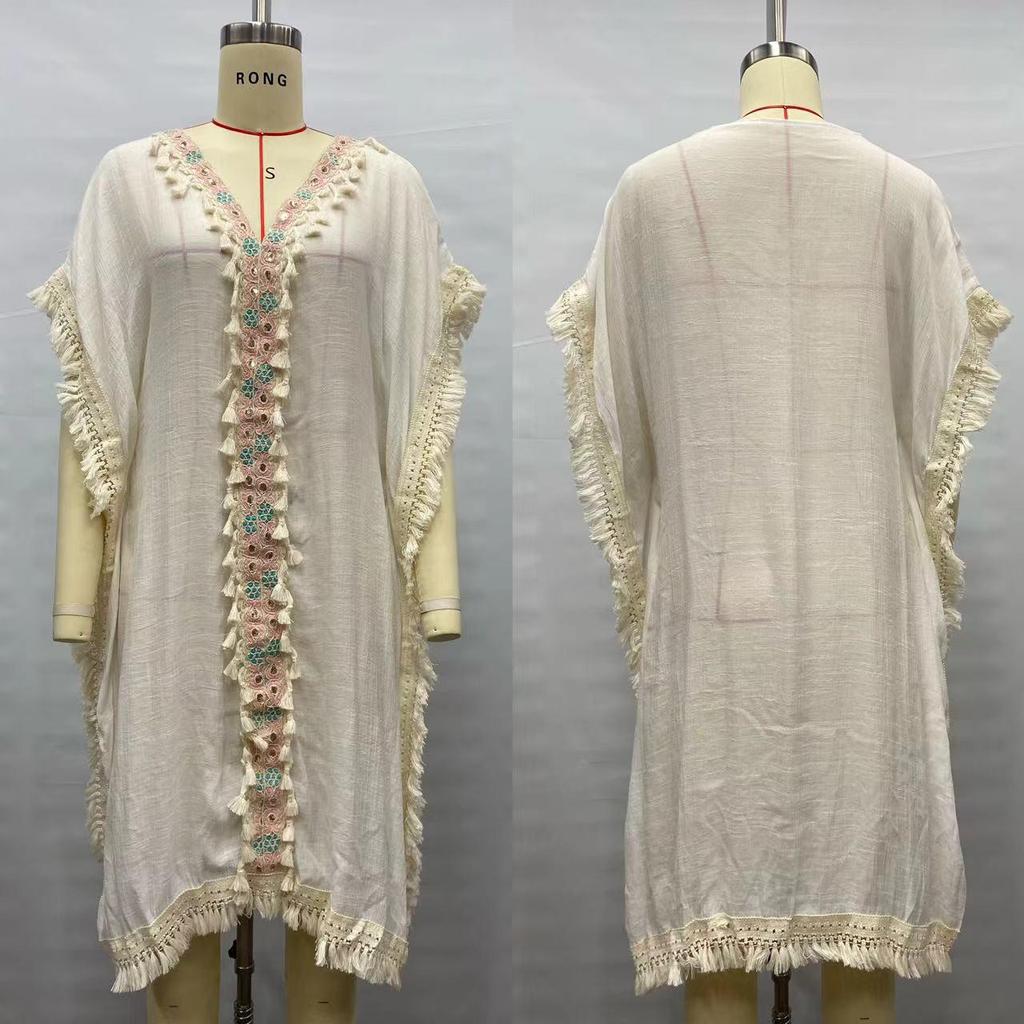 Seaside Vacation Tassel Lace Bikini Cover-Up Dress for Women