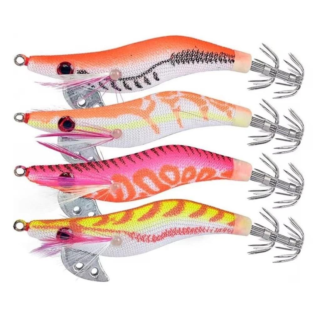 4/5Pcs Glow in The Dark Artificial Fishing Lures Artificial Squid Jig Hook  Saltwater Fishing