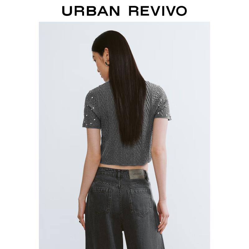 UR Women's Diamante Textured Short-Sleeve Knit Top