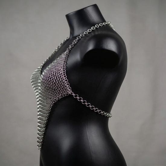 Kettenhemd Bikini-Oberteil, Metallgeflecht Rüstungs-Dessous, Mittelalterlicher Körper Schmuck, Festival Outfit