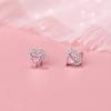 925 Silver Jewelry Pink Crystal Sweet Love Heart Stud Earrings for Women Wedding Party Jewelry For Girls Friend Gift