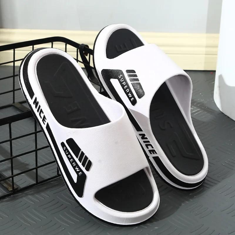 2024 New Men's Slippers Anti-Slip Deodorant-Free Outer Wear Bathroom Home Trendy Summer Slippers PVC Base PVC Face Material