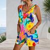 Plus Size Sleeveless Patch Pocket Tank Short Romper