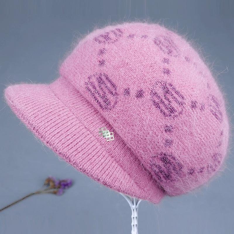 Elegant Winter Woolen Hat & Scarf Set for Women: Warm, Thick Knit with Ear Protection, Perfect for Middle-Aged & Elderly Ladies.