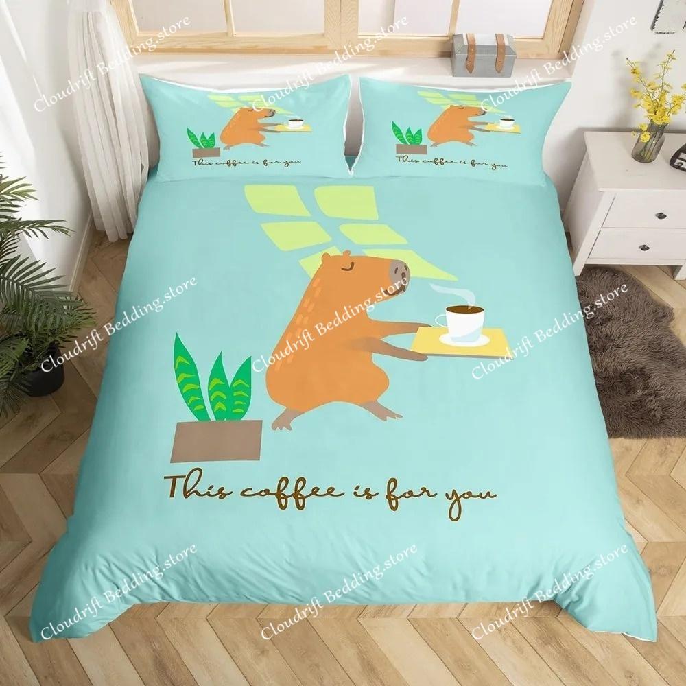 Capybaras Motif Bed Linen,Microfibre Bedding Sets, Children's Bed Linen for Teenagers 3D Animal Printed DuvetCover