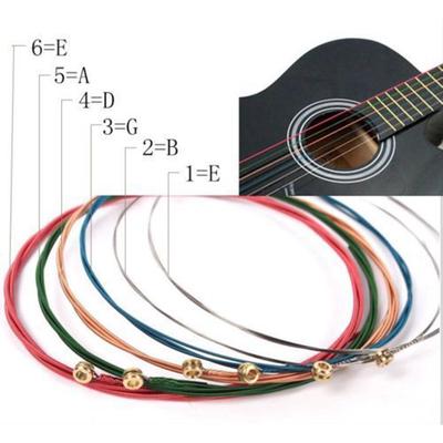 Yeni Bir Set 6 Adet Gökkuşağı Renkli Renkli Teller Akustik Gitar Aksesuarı İçin