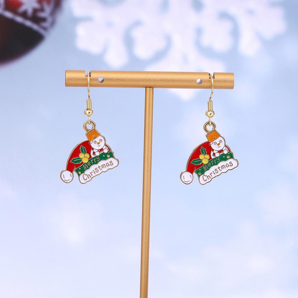 Festive Reindeer & Gingerbread Earrings: Christmas Cartoon Drip Oil Design