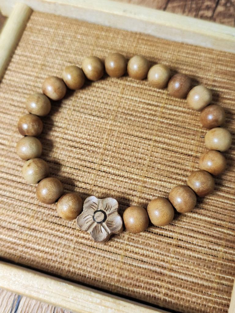 Handmade 8mm Peach Wood Peach Blossom Bracelet, Trendy New Chinese Ethnic Style Unisex Jewelry, Travel Souvenir