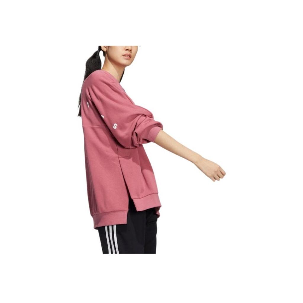 Adidas Logo Crew Neck Pullover Long Sleeve Casual Loose Sweatshirt Women Tops Pink IA5226