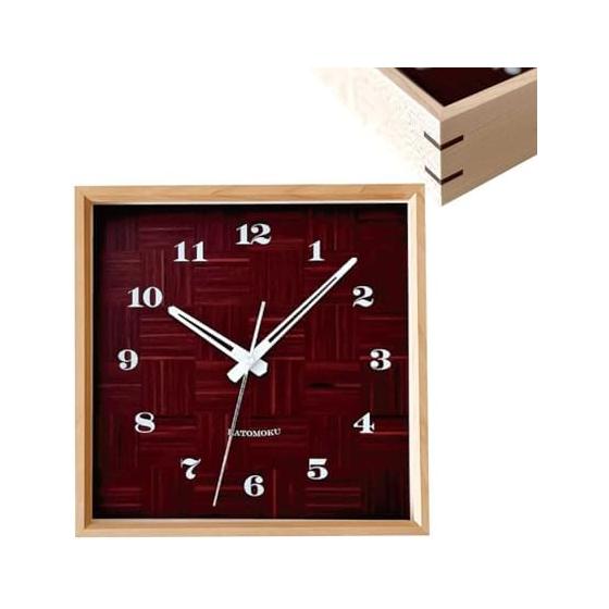 KATOMOKU muku square clock km-144HMRC Wood H. Maple Wall Clock Continuous Second Hand (Radio Clock)