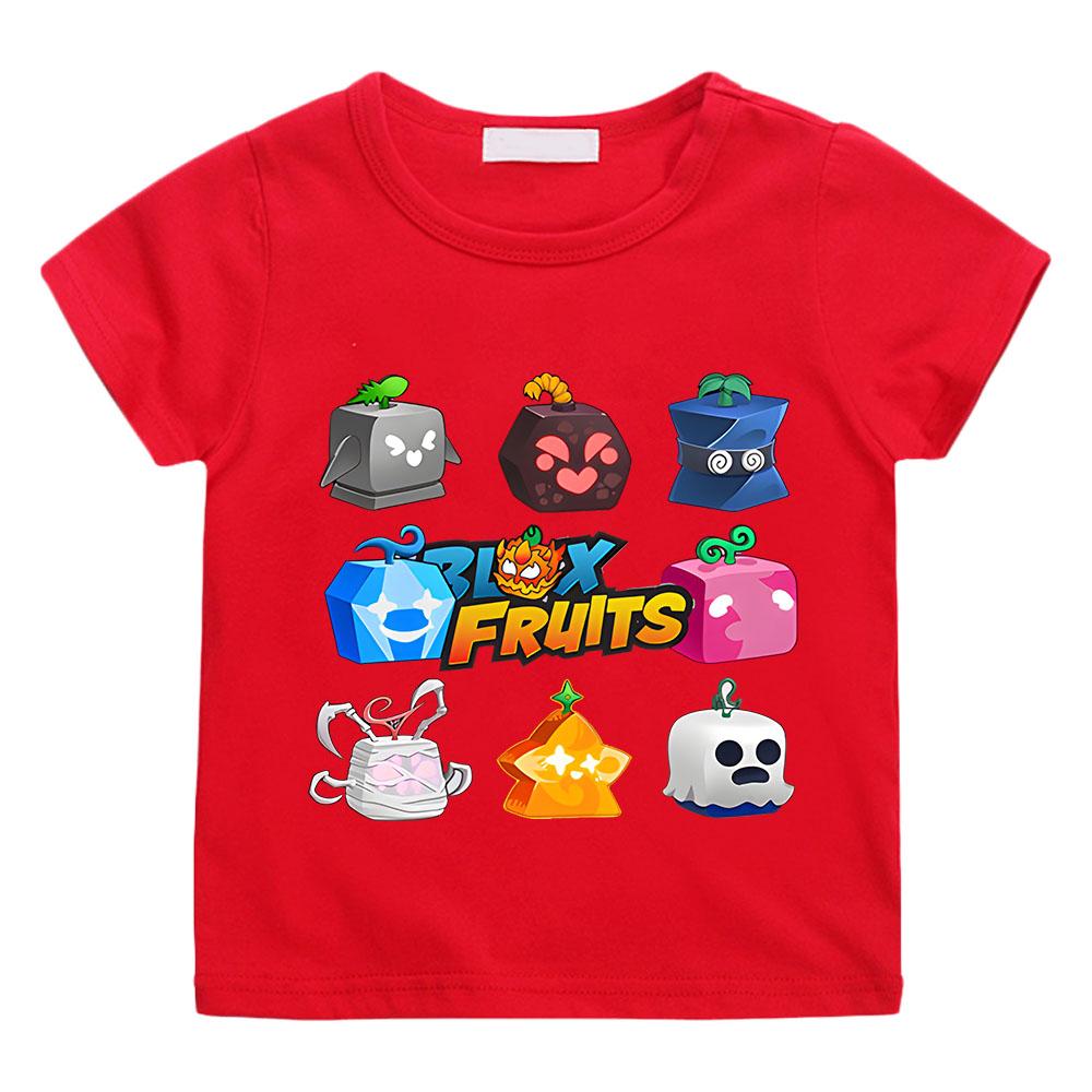

Blox Fruits Game Kids Tshirt Cartoon Printed T-Shirt Fashion Casual Boys Girls T Shirt Summer Kawaii Short Sleeve Tops 150 червоний