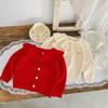 Herbst und Winter Baby Mädchen Strickjacke Lotus Kragen Hohl Langarm Pullover Mantel