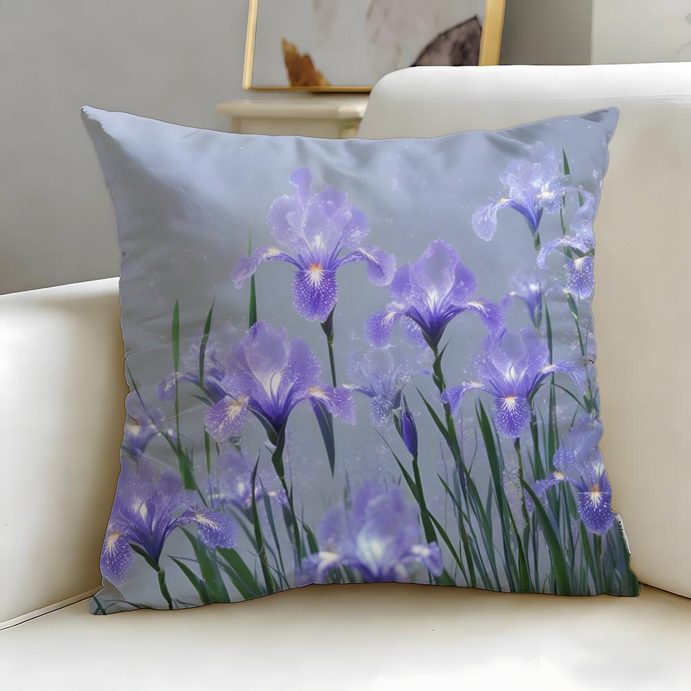 classic theme Iris Cushion Cover Soft & Easy-Wash Pillow Case – Versatile for Couch, Bed, Travel and Office