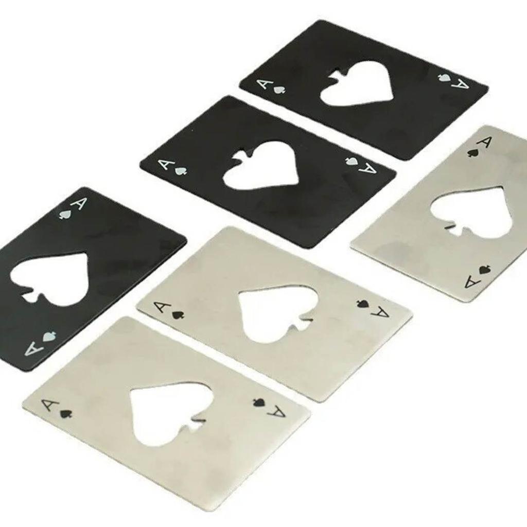 20 Pcs Poker Card Bottle Opener Beer Openers Stainless Steel Black Silver Cup Mat for Wallet Gifts