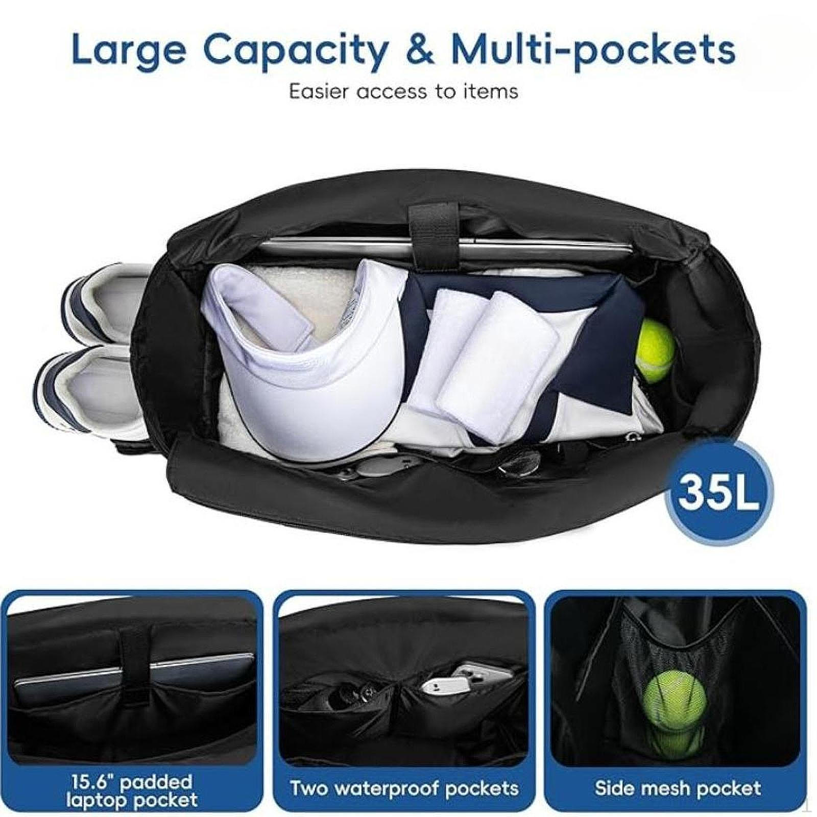 

Сумка для мужчин и женщин с отделением для обуви чёрный