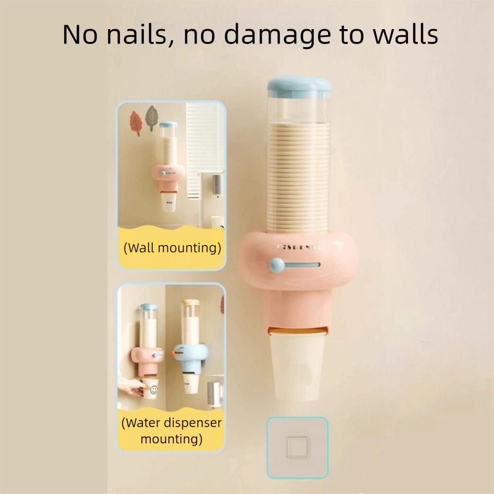 Wall Mounted Automatic Cup Dispenser Plastic Paper Cup Storage Rack Visible Cup Extractor Kitchen