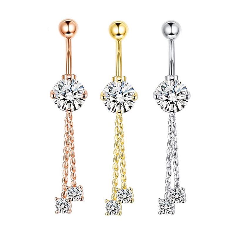 European & American Zircon Copper Belly Button Ring – Sexy Piercing Jewelry
