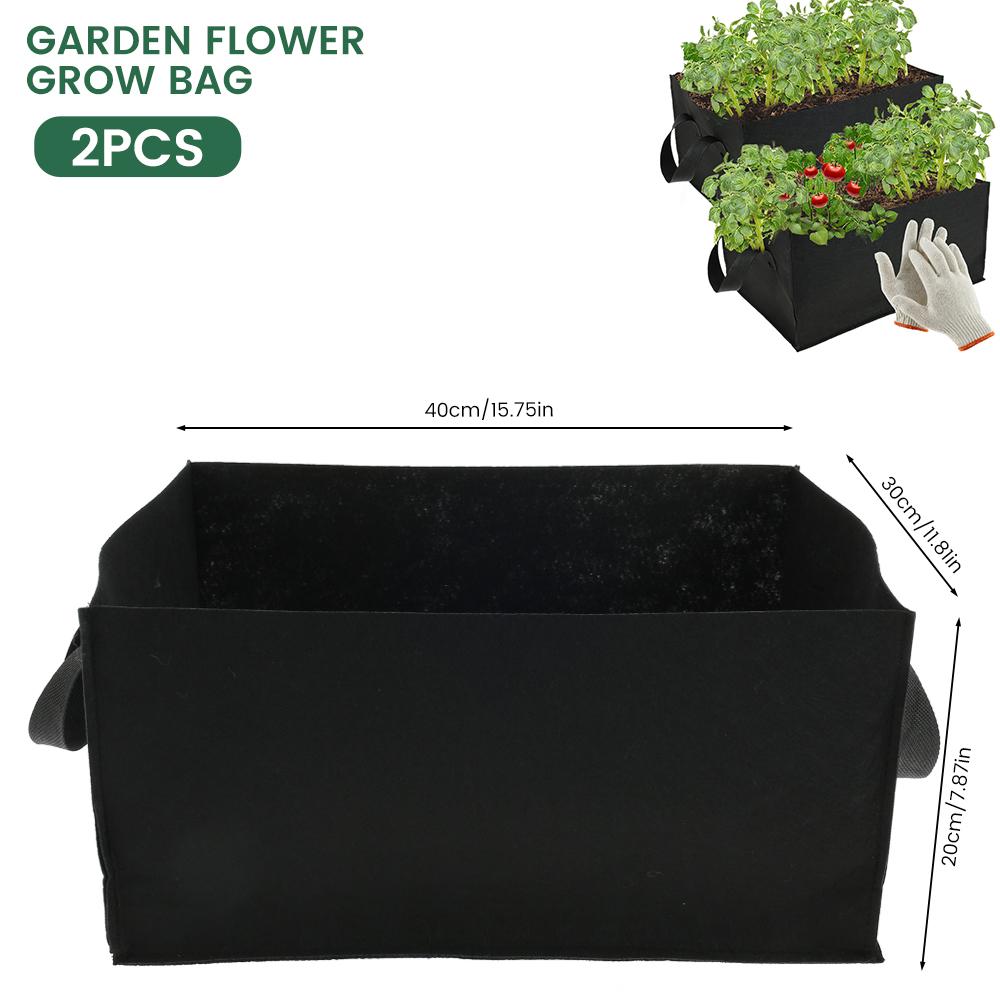 

2Pcs Garden Planting Bag Rectangle Non-woven Grow Bags with Gloves Vegetable Planter Container Storage Pot Gardening Accessories 2Pcs