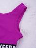 Kids Girls Single Shoulder Strap Letters Printed Swimming Bodysuit
