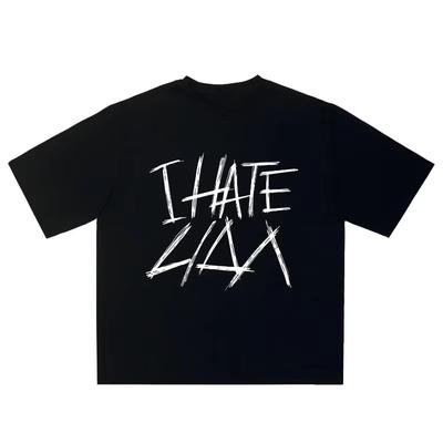 Hip Hop Streetwear Oversized Women Clothing Short Sleeve I Hate Lida Graphic Print Y2k Tops Tee Harajuku Goth Korean Men Tshirt