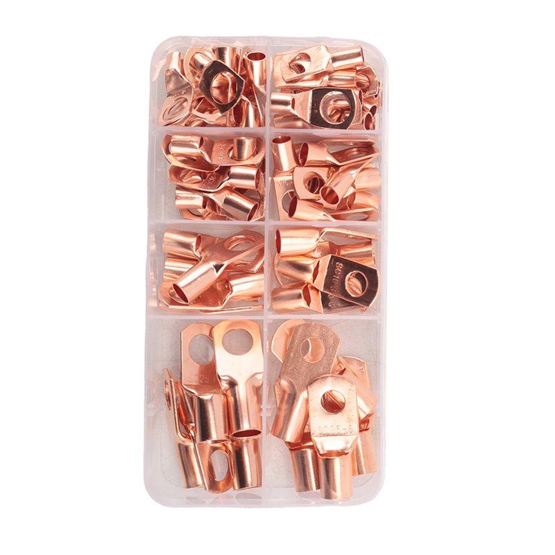 ABWR-70Pcs Wire Lug Connector Ring SC6-25 Copper Connectors Bare Cable Electric Crimp Terminal Connector Kit