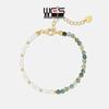 Minimalist Moss Agate & Pearl S925 Silver Bracelet