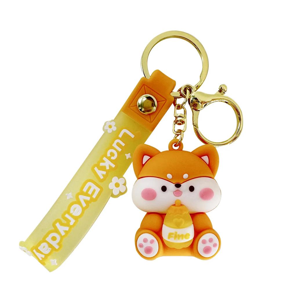 1-20PCS Luck Drinks Keychain  Pvc Doll Key Chain Cartoon Bag Pendant  Soft Plastic Doll Car Key Chain Bag Pendant Small Gift
