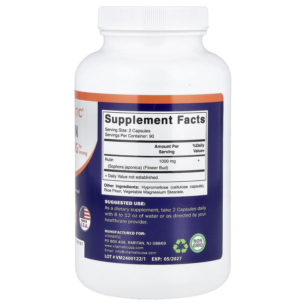 Vitamatic, Rutin, Veggie Capsules, 180 Capsules (500mg per capsule)