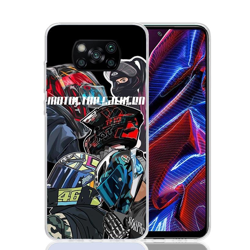 

Motorcycle Rider Helmet Phone Case For Xiaomi Poco F7 Ultra X7 X6 Pro X5 Redmi 15 15C 13 13C 12 12C 10 10A 10C 9 9A 9C 9T Shell Redmi 12C