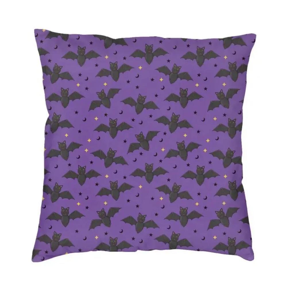Pastel Goth Pink Black Bats Nordic Throw Pillow Cover Home Decorative Halloween Witch Chair Cushion 45x45cm Pillowcases