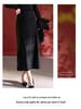 Women's Irregular Slimming High-Waist Draped Midi Skirt - Autumn/Winter Collection