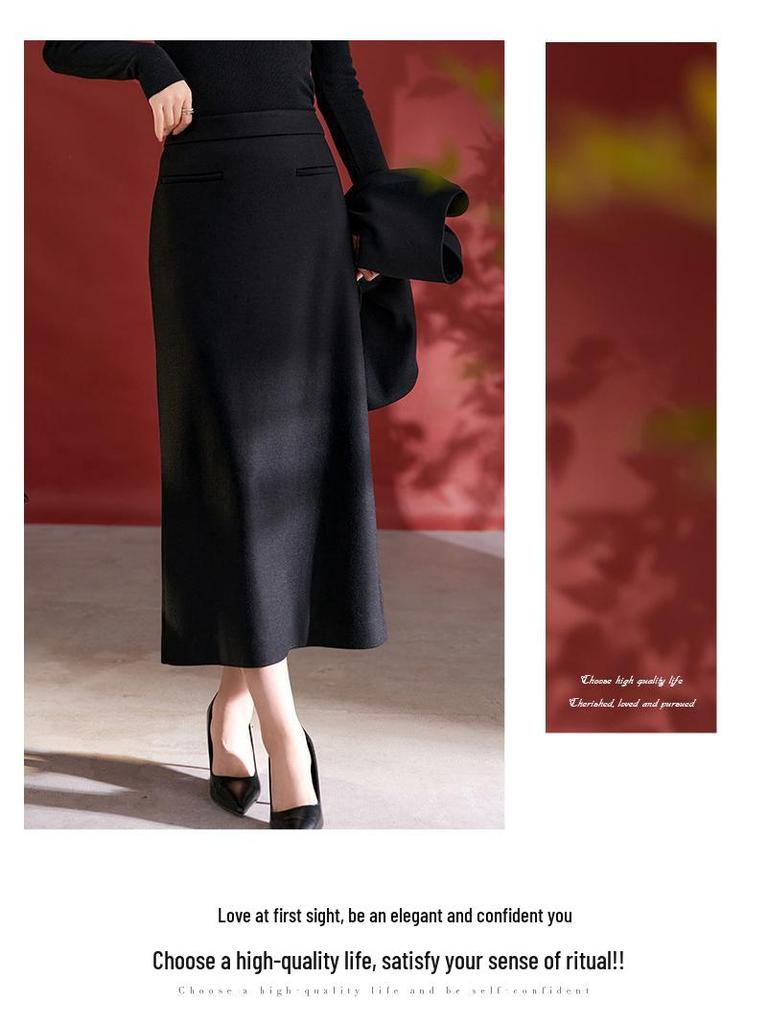Women's Irregular Slimming High-Waist Draped Midi Skirt - Autumn/Winter Collection