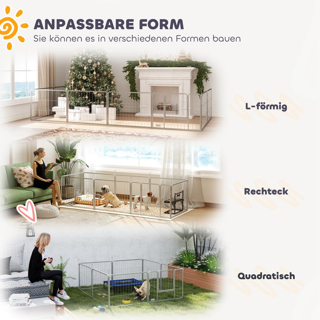 Pet Enclosure, Dog Fence, Pet Playpen, Flexibly Adjustable, Stainless Steel