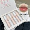 Art Value Cartoon Sweetheart Lip Gloss Set, Pink Silky Lip Glaze, White Easy Coloring Lipstick Set