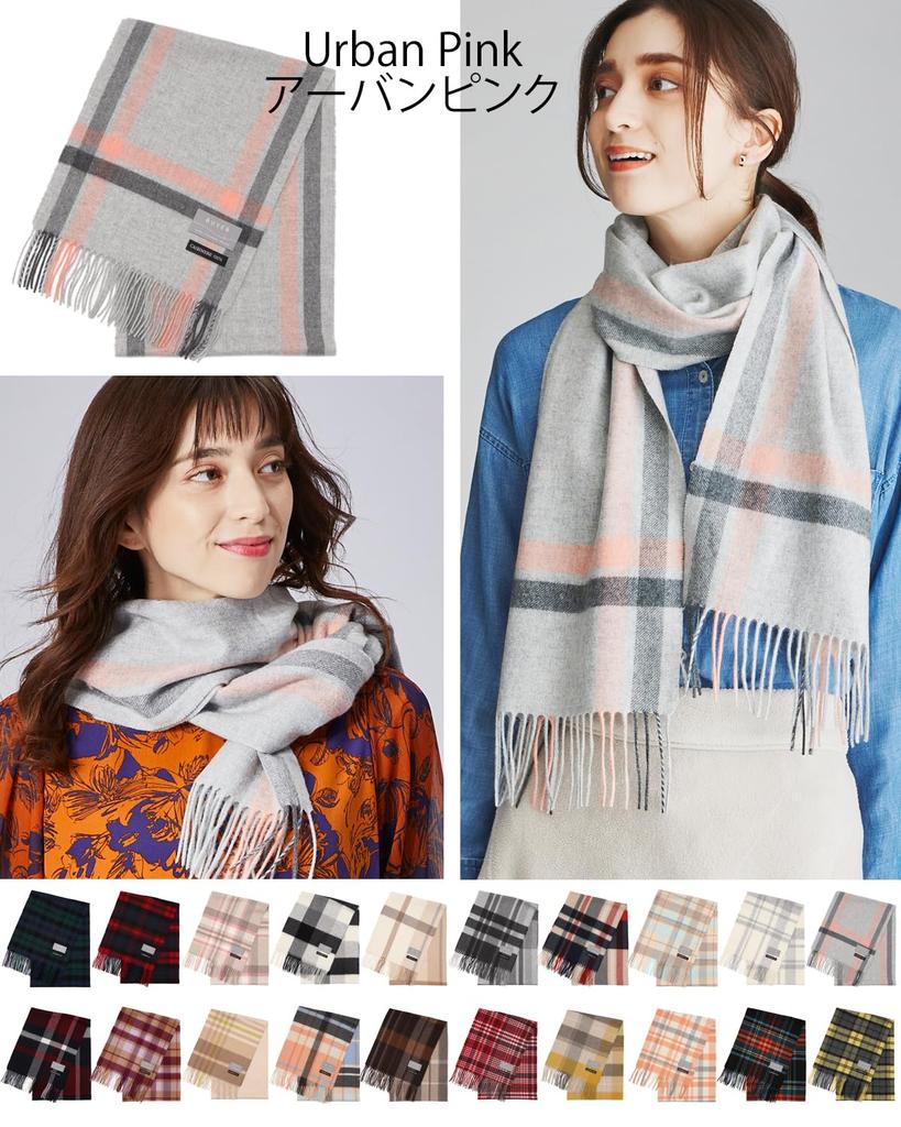 Buyer Pure Cashmere Check 19 Patterns and Thick Cashmere Check Large Size 100% Scarf, Available, Men's Women's, Pattern, (Urban Pink), CH30-CH13a