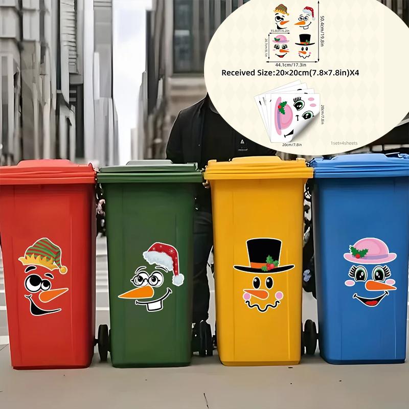 4 ark/Set Tecknad Ansiktsstickers, Självhäftande, Kompatibel med Plastyta, Lämplig för Hemdekoration, Papperskorg, Toalettdekor