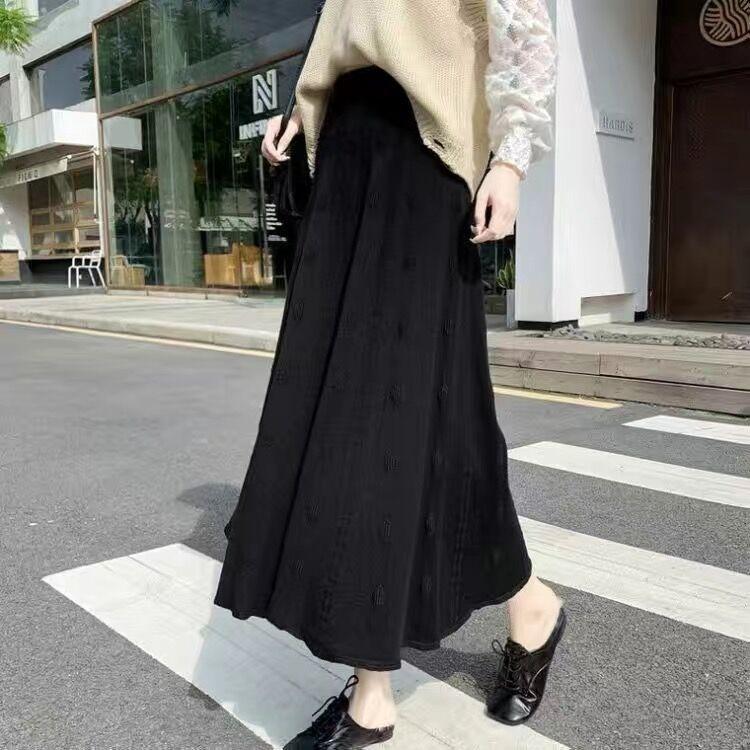 Fusta tricot balansoar cu talie înaltă pentru femei Toamnă Iarnă Fusta lungă de lână în linie A umbrelă