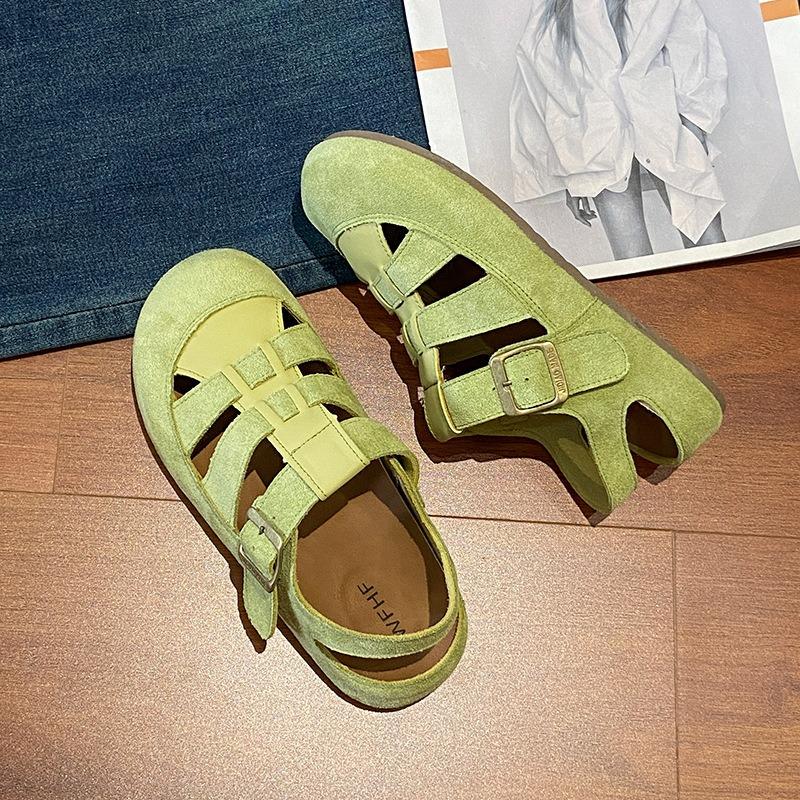 Toast Shoes Leather Pig Cage Roman Woven Sandals Can Be Worn Outside Breathable Half Slippers