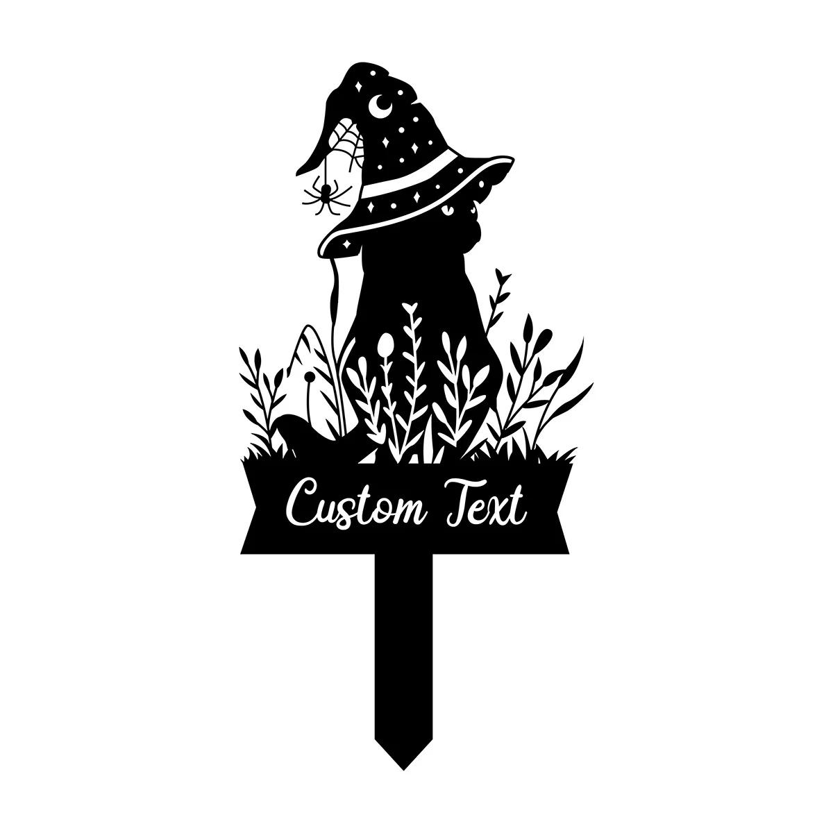 

Halloween Garden Stake, Metal Yard Decoration, Witch Cat with Glowing Eyes, Black Cat Outdoor Ornament