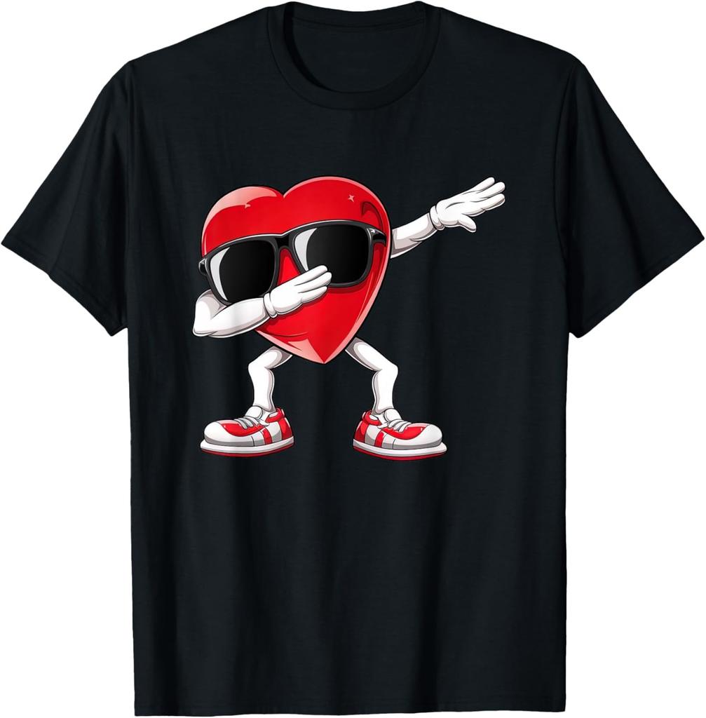 Dabbing Heart Funny Valentines Day Cool Heart Mens Kids Boys T-Shirt