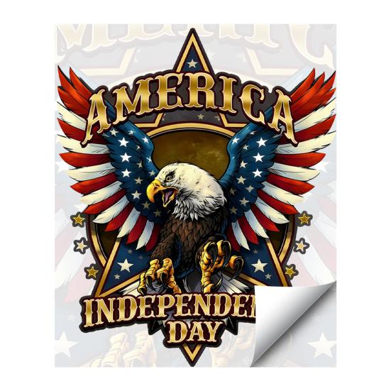 

Removable American Bald Eagle Flag Window Cling Patriotic Waterproof Static Glass Decal for Independence Day 4th of July Home Office Shop Decor A