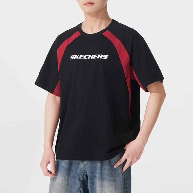 Skechers Fashion Sports Series Comfortable Breathable Casual Short Sleeve T-Shirt Unisex Tops Firecracker-Red P225U126-00GZ